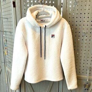 Fila White Sherpa Hoodie